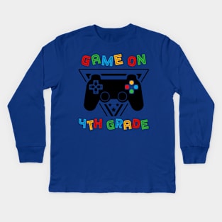 Back To School Game On 4th Grade Funny Gamer Kids Boys Kids Long Sleeve T-Shirt